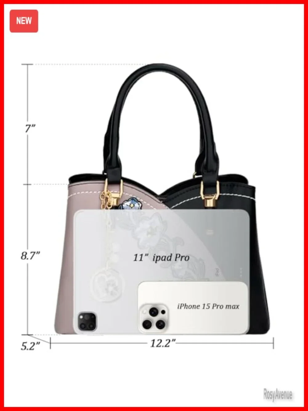 Triple Compartment Vegan Leather Satchel Handbag Crossbody Bag
